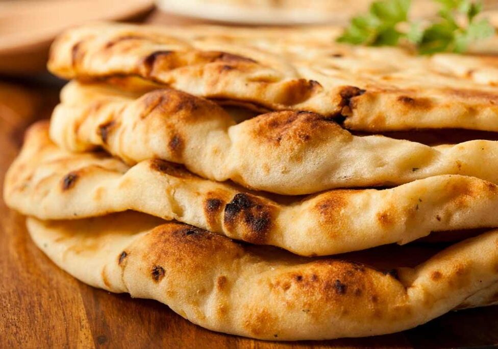 naan bread on wood table